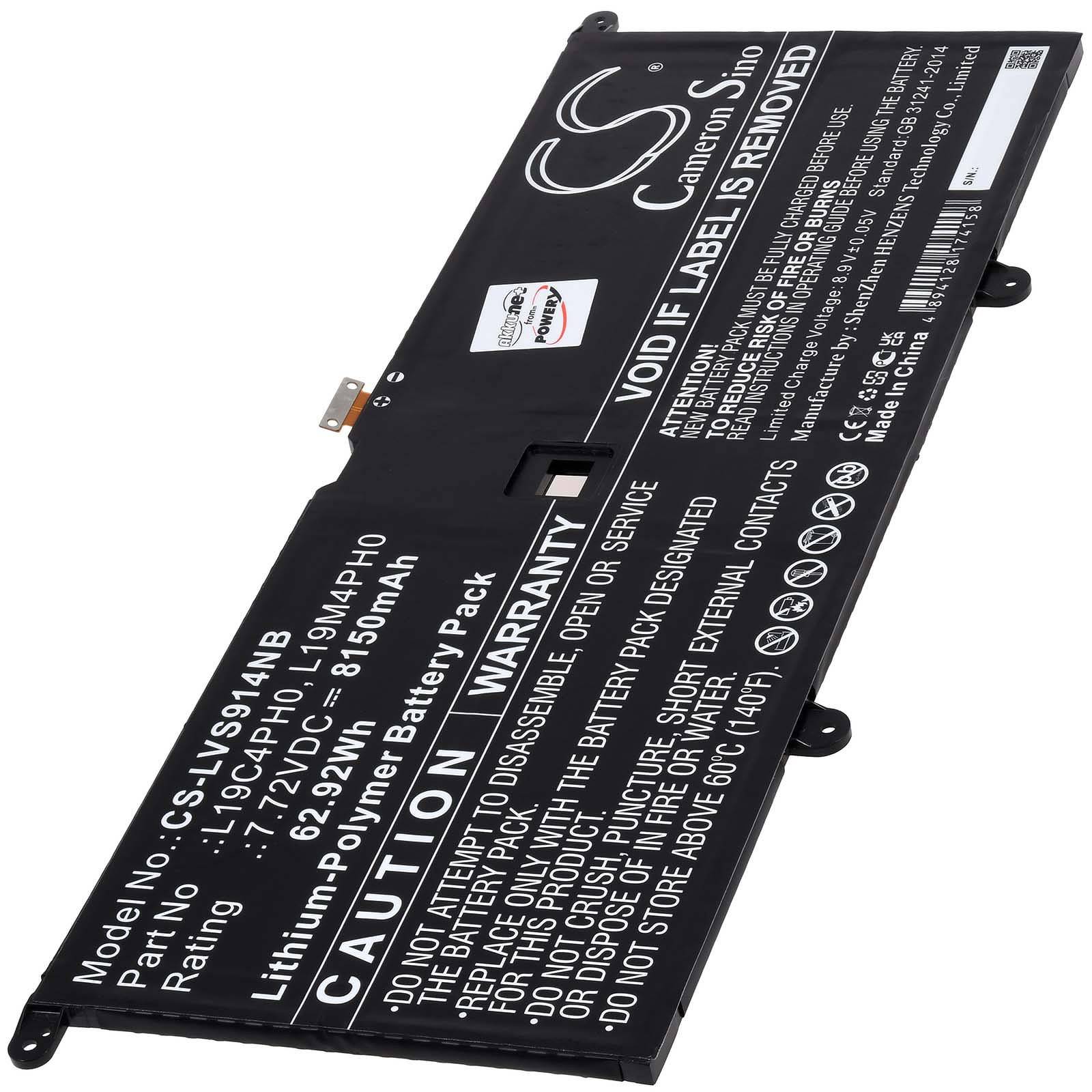Powery Akku für Laptop Lenovo Yoga Slim 9 14ITL5 82D10009JP, 7,72V, Li-Polymer