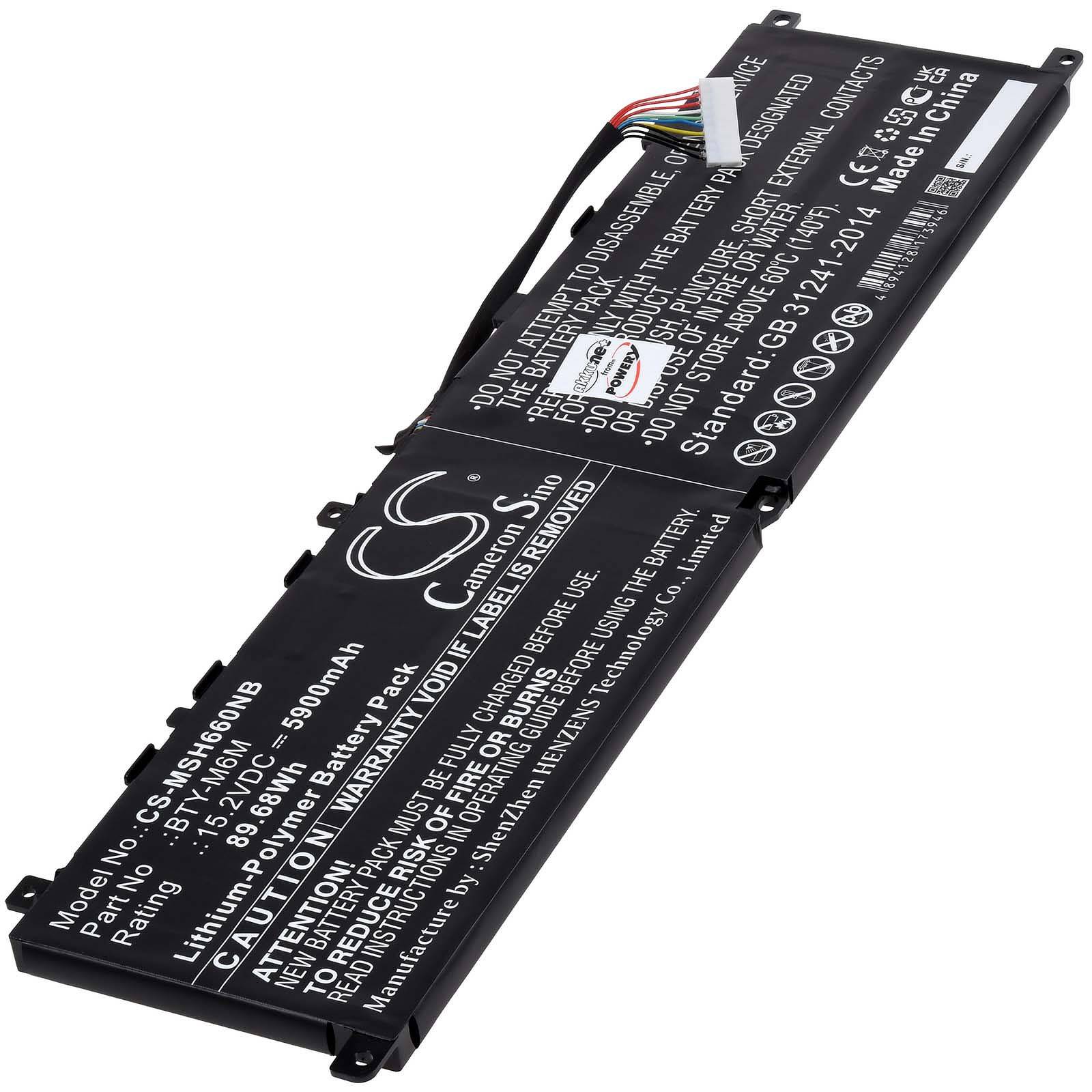 Powery Akku für Laptop MSI Creator 15 A10sfs-027pl, 15,2V, Li-Polymer