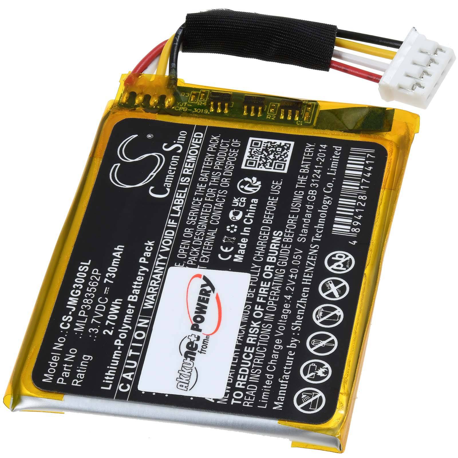 Powery Akku für Bluetooth-Lautsprecher JBL Go 3, 3,7V, Li-Polymer