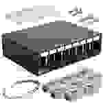 hb-digital Patchpanel 8 Port mit 8 x Keystone Module Cat 6a Patchfeld mit cat 6a Keystone schwarz