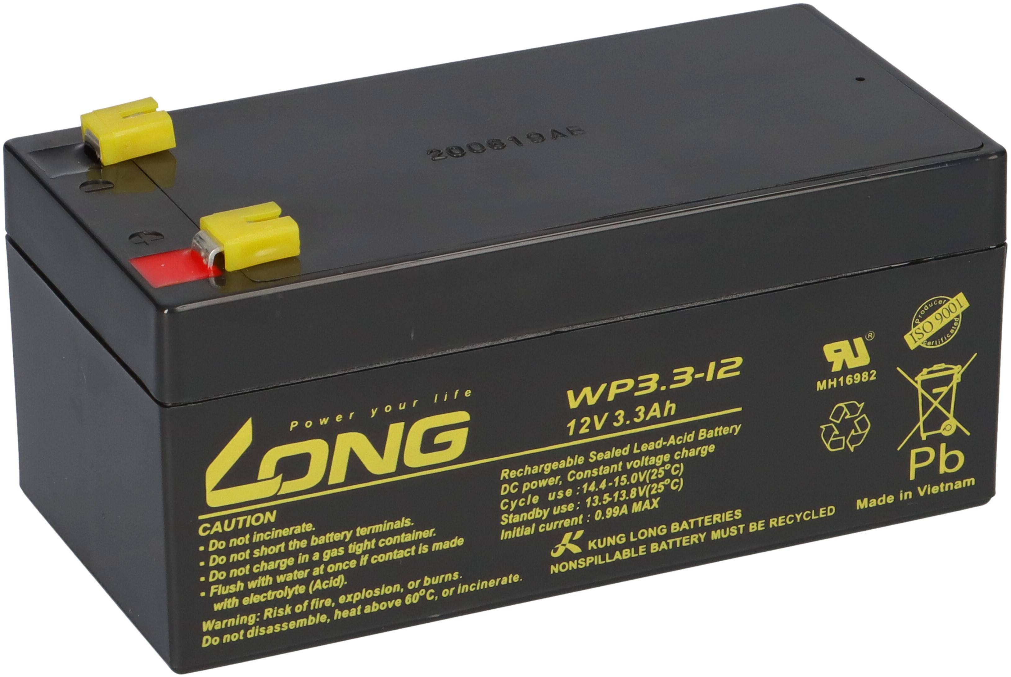 Kung Long WP3.3-12 AGM Akku 12V 3,3Ah – passend für BAT-LEAD-06 | VdS-Ausführung