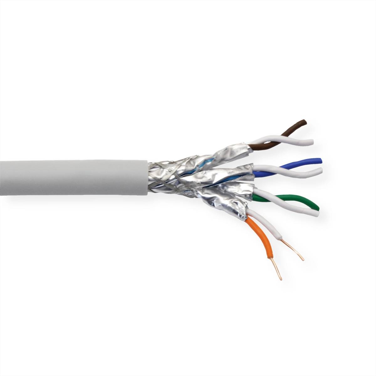 VALUE S/FTP-(PiMF-)Kabel, Cat.8 (Class I), Massivdraht, AWG22, LSOH, grau, 100 m