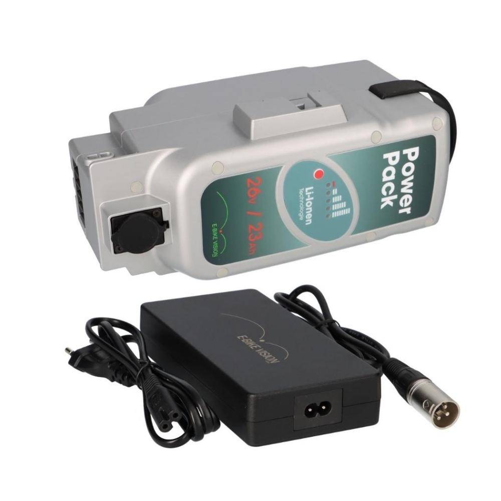 SET E-BIKE VISION Power Pack 26V 23Ah Ersatzakku + Ladegerät 26V 5A für Panasonic Antrieb