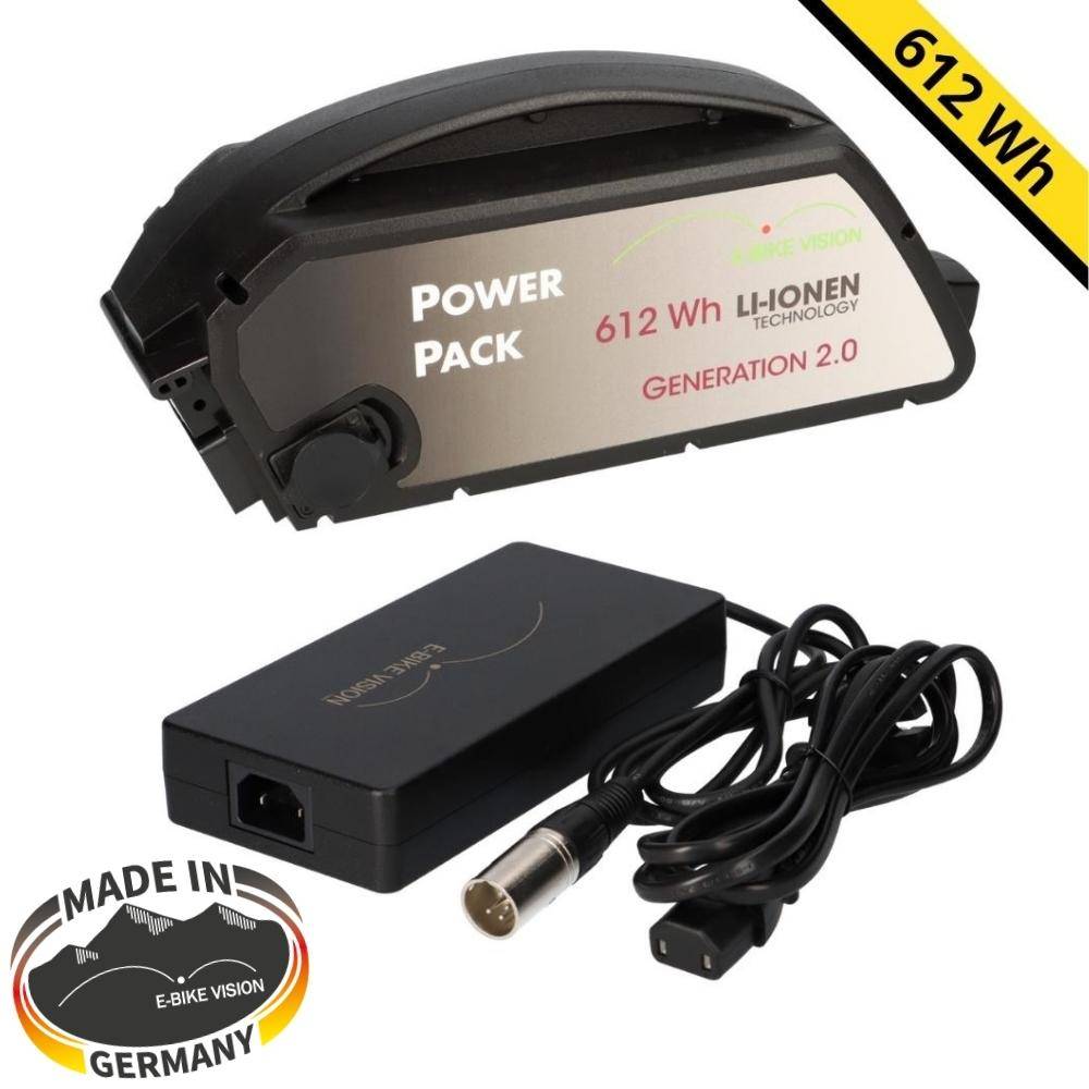 Set E-Bike Akku Ersatzakku Power Pack 17 Ah 612 Wh 36V Bosch Classic Unterrohr + Ladegerät 6A