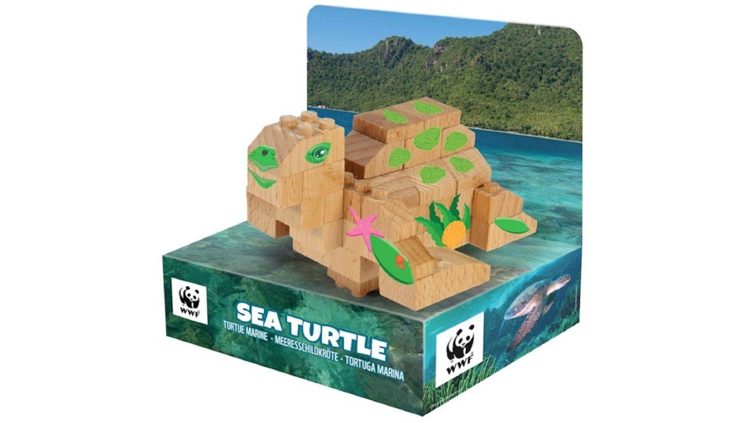 FabBrix WWF Wooden Bricks Sea turtle Holzbausteine, Klemmbausteine aus zertifiziertem Buchenholz