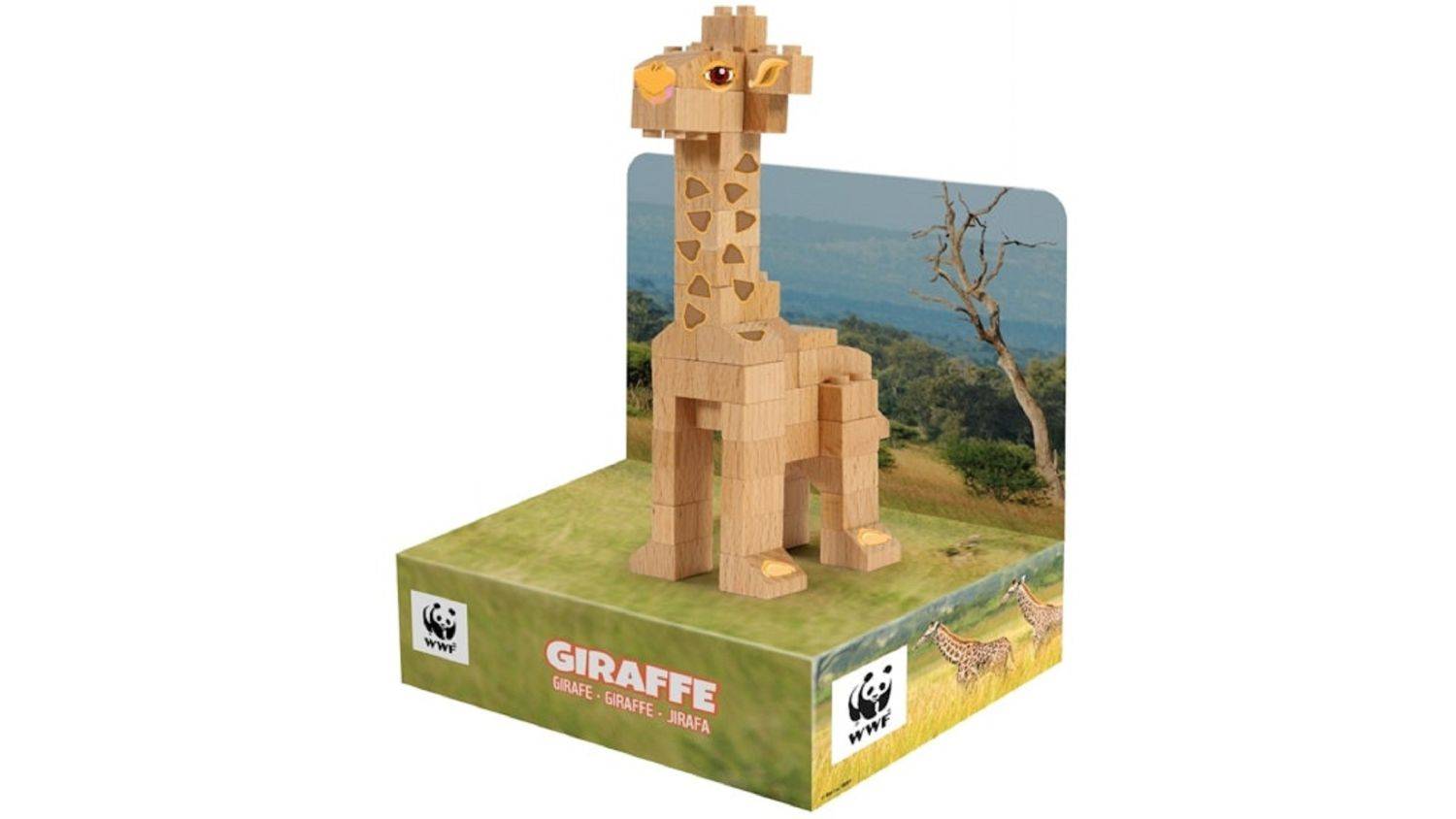 FabBrix WWF Wooden Bricks Girafe Holzbausteine, Klemmbausteine aus zertifiziertem Buchenholz