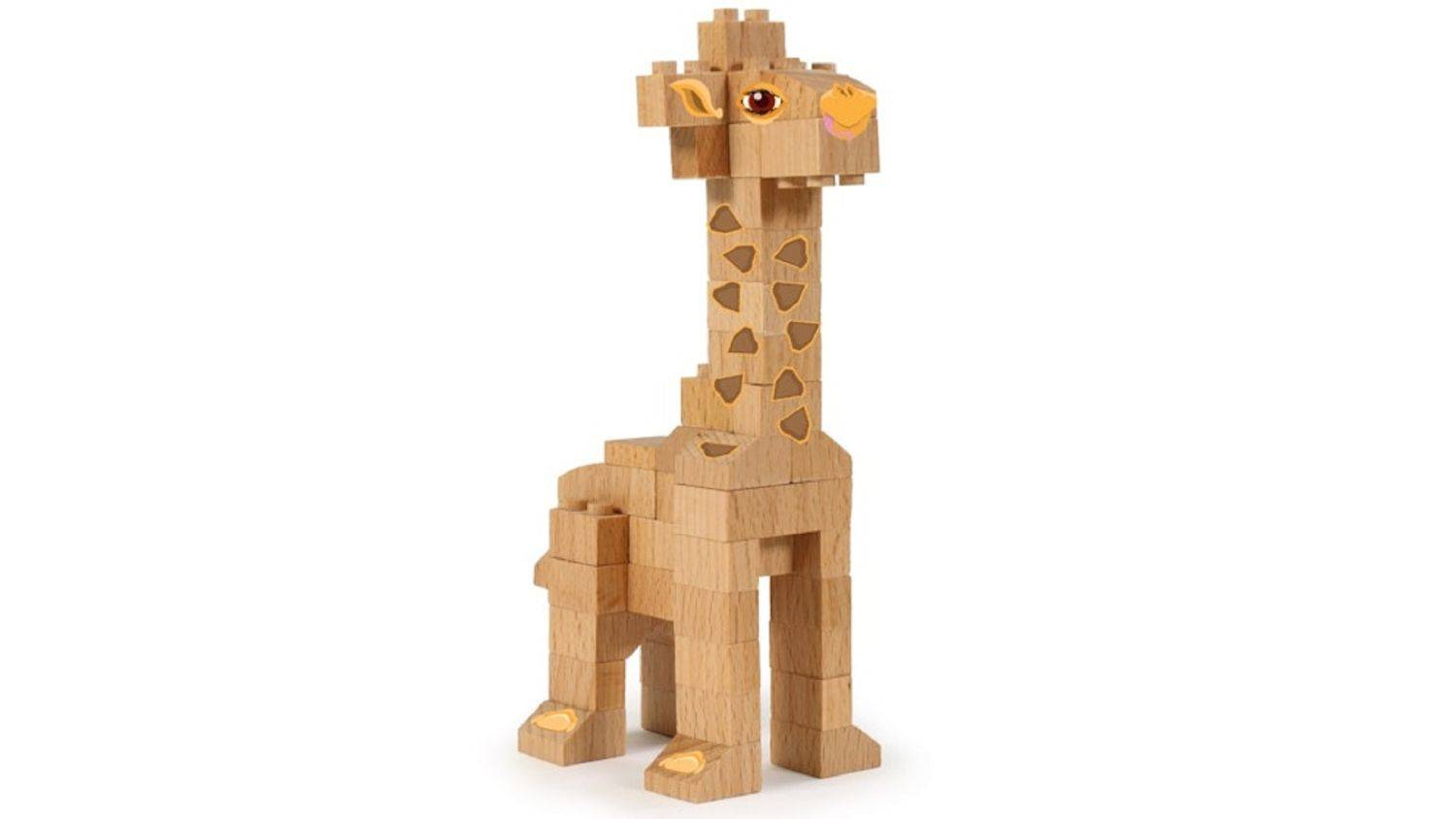 FabBrix WWF Wooden Bricks Girafe Holzbausteine, Klemmbausteine aus zertifiziertem Buchenholz