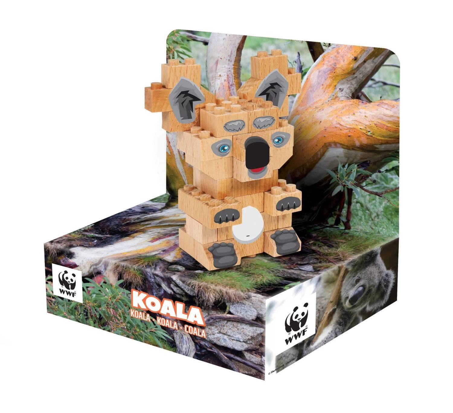 FabBrix WWF Koala Wooden Bricks Holzbausteine, Klemmbausteine aus zertifiziertem Buchenholz