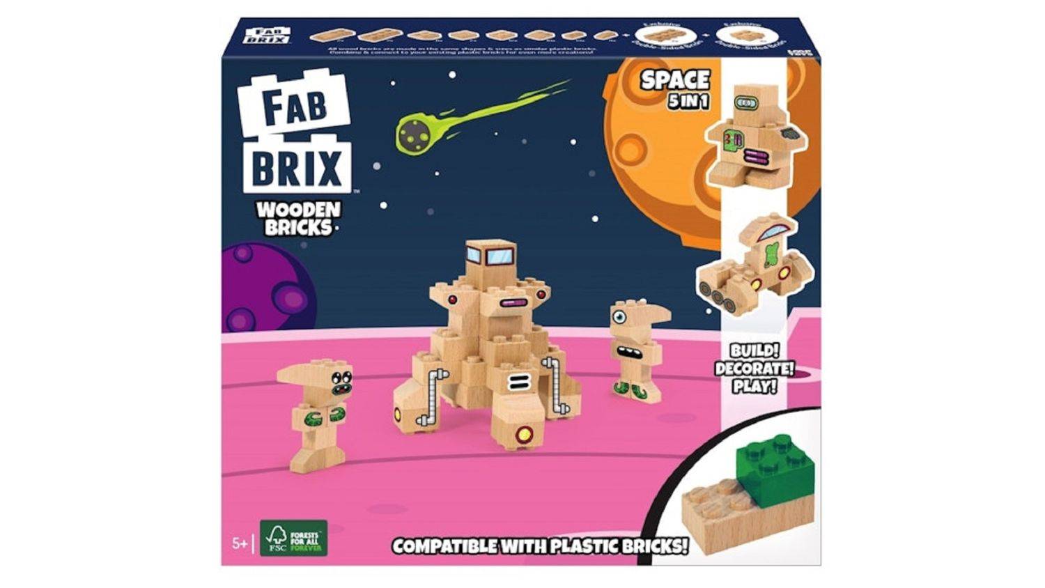 FabBrix Space FB-1815 Holzbausteine, Klemmbausteine aus zertifiziertem Buchenholz