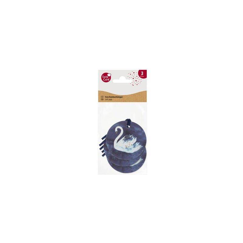 SUSY CARD Anhängerkarte rund "Swan lake dark blue"
