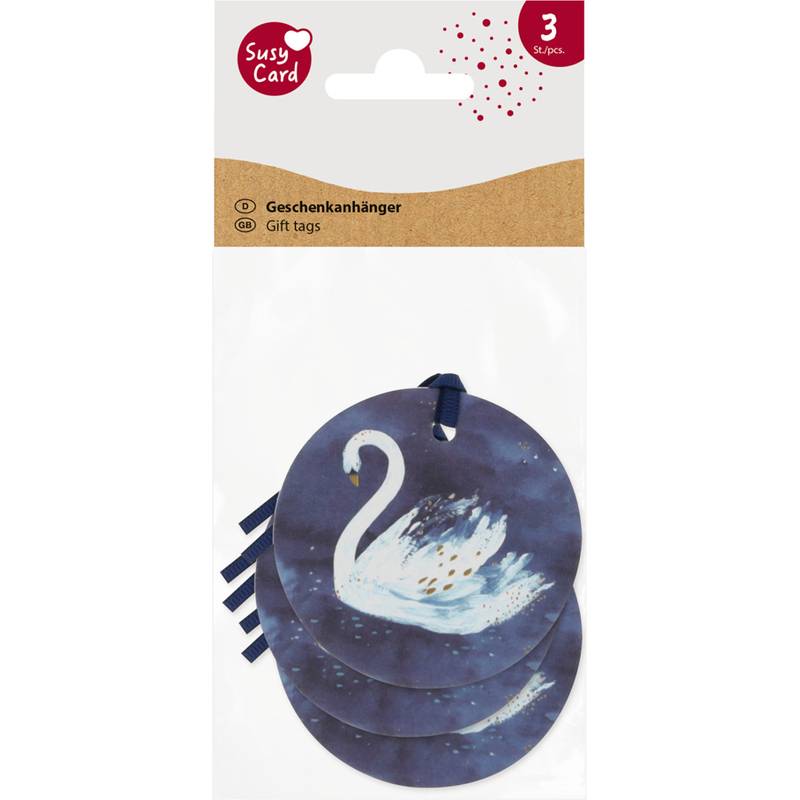SUSY CARD Anhängerkarte rund "Swan lake dark blue"