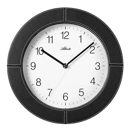 Atlanta Atlanta 4398 schwarz Quarz Wanduhr Lederoptik