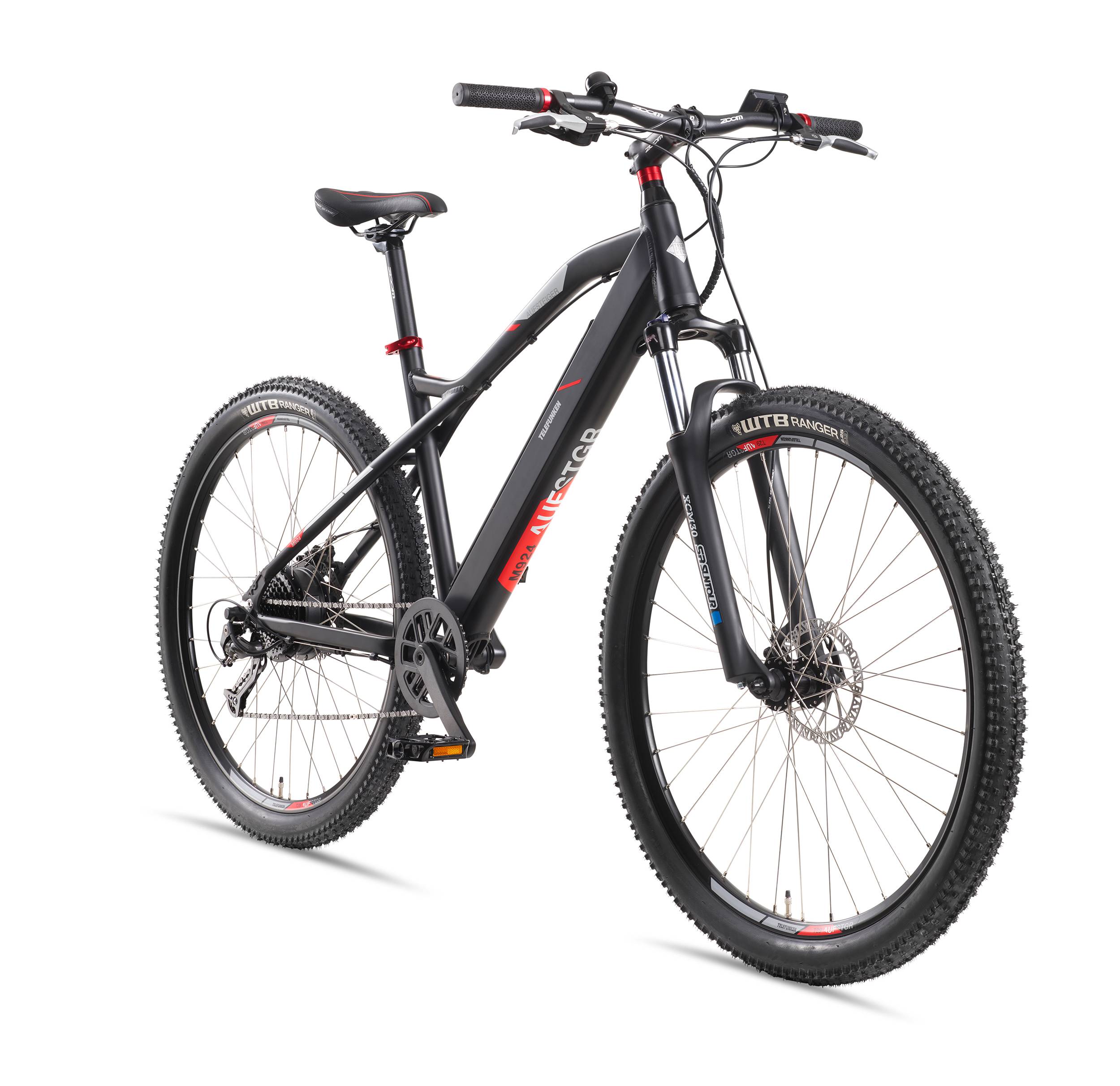 Telefunken E-Bike M924 mit 9 Gang Shimano Kettenschaltung, Mountainbike - Hinterradmotor 250W / 36V Li-Ion Akku