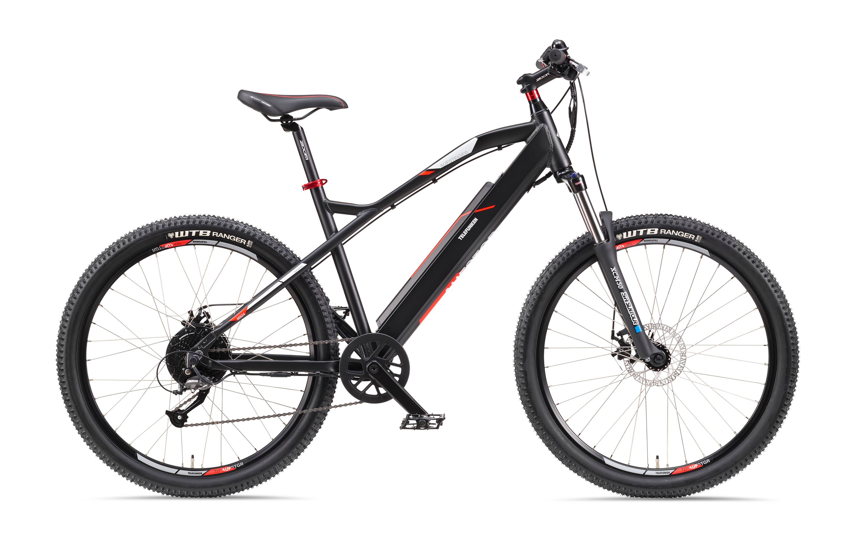 Telefunken E-Bike M924 mit 9 Gang Shimano Kettenschaltung, Mountainbike - Hinterradmotor 250W / 36V Li-Ion Akku