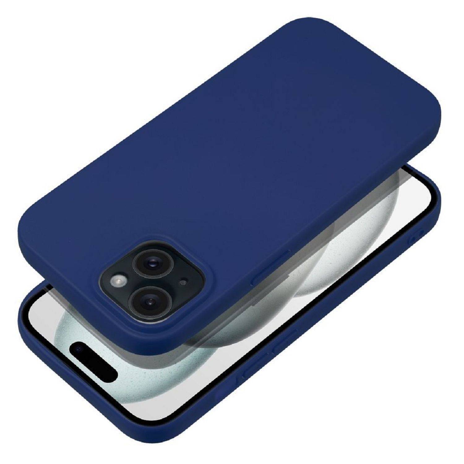 Soft Silikon Case Hülle Bumper Silikonhülle Stoßfest Handyhülle Case Cover kompatibel mit iPhone 15 Blau