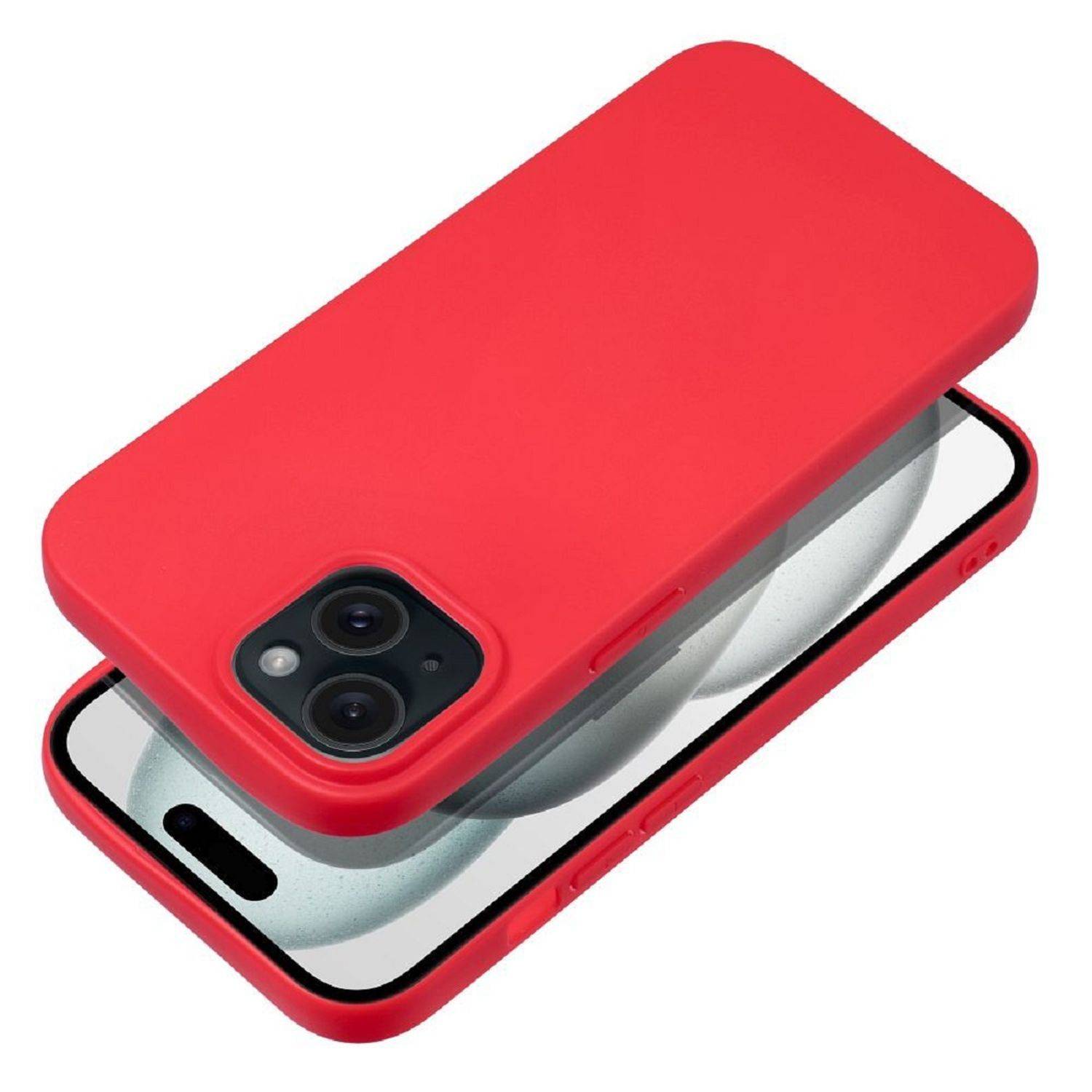 Soft Silikon Case Hülle Bumper Silikonhülle Stoßfest Handyhülle Case Cover kompatibel mit iPhone 15 Rot