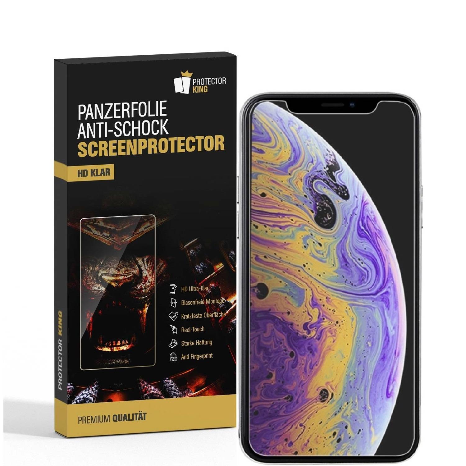 6x 9H Nano-Glass für iPhone XS 3D KLAR Anti-Shock Anti-Bruch Anti-Stoß Anti-Schmutz Panzernanoglas Displayschutz Schutzfolie Panzerfolie Panzerglas