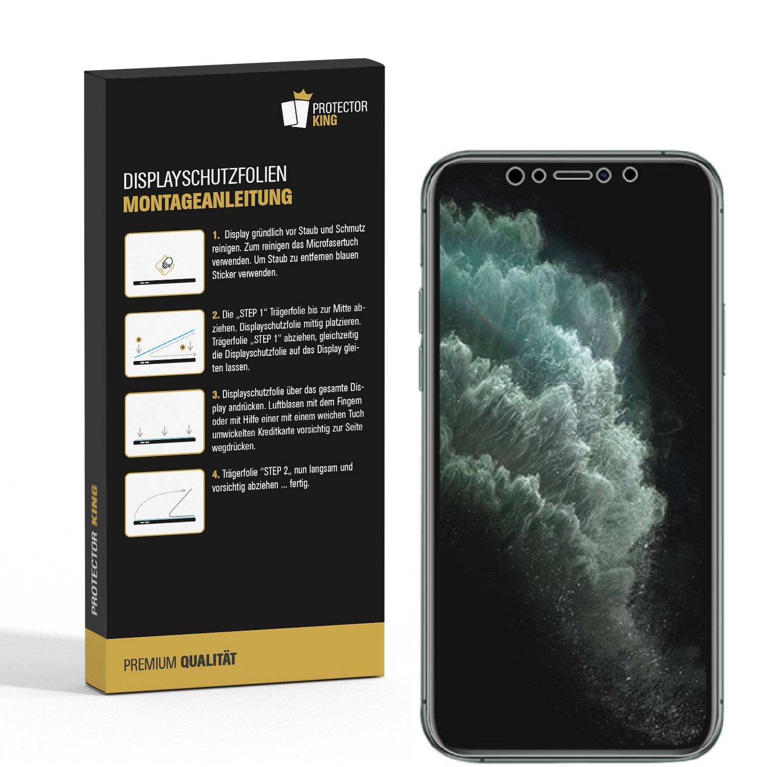4x Displayschutzfolie für iPhone 11 Pro FULL COVER Schutzfolie HD KLAR