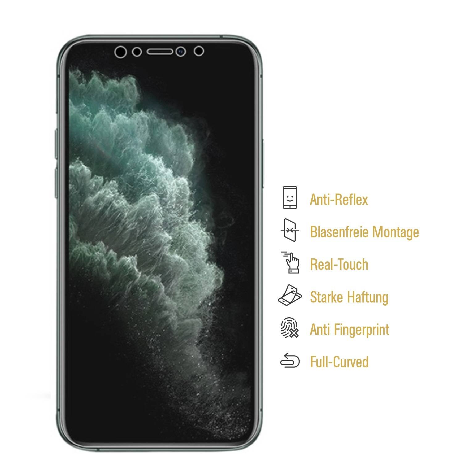 1x Displayschutzfolie für iPhone XS FULL COVER ANTI-REFLEX Displayfolie MATT