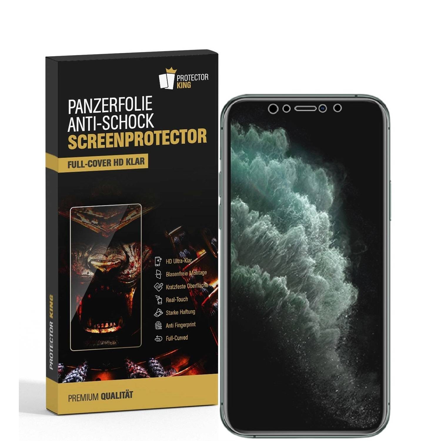 3x 9H Nano-Glass für iPhone XS FULL COVER 3D KLAR Anti-Shock Anti-Bruch Anti-Stoß Anti-Schmutz Panzernanoglas Displayschutz Schutzfolie Panzerfolie