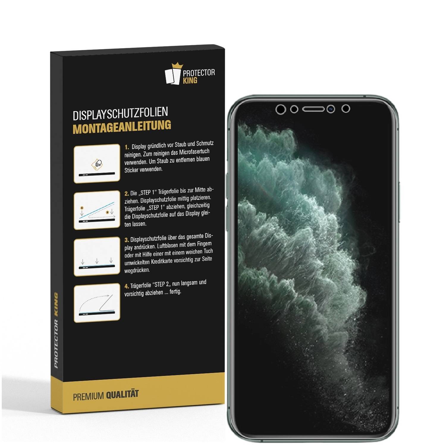 3x 9H Nano-Glass für iPhone XS FULL COVER 3D KLAR Anti-Shock Anti-Bruch Anti-Stoß Anti-Schmutz Panzernanoglas Displayschutz Schutzfolie Panzerfolie