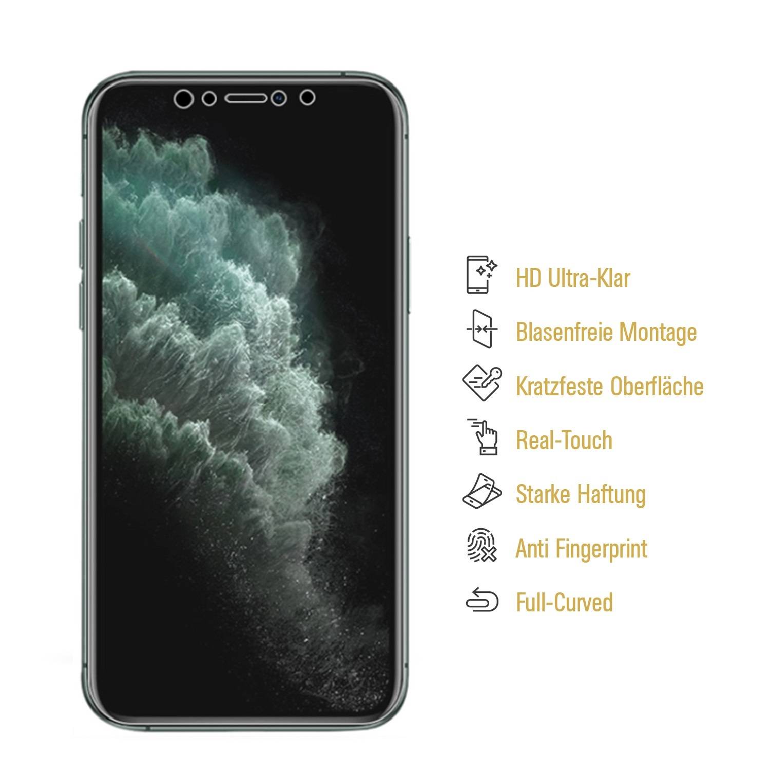 6x 9H Nano-Glass für iPhone XR FULL COVER 3D KLAR Anti-Shock Anti-Bruch Anti-Stoß Anti-Schmutz Panzernanoglas Displayschutz Schutzfolie Panzerfolie
