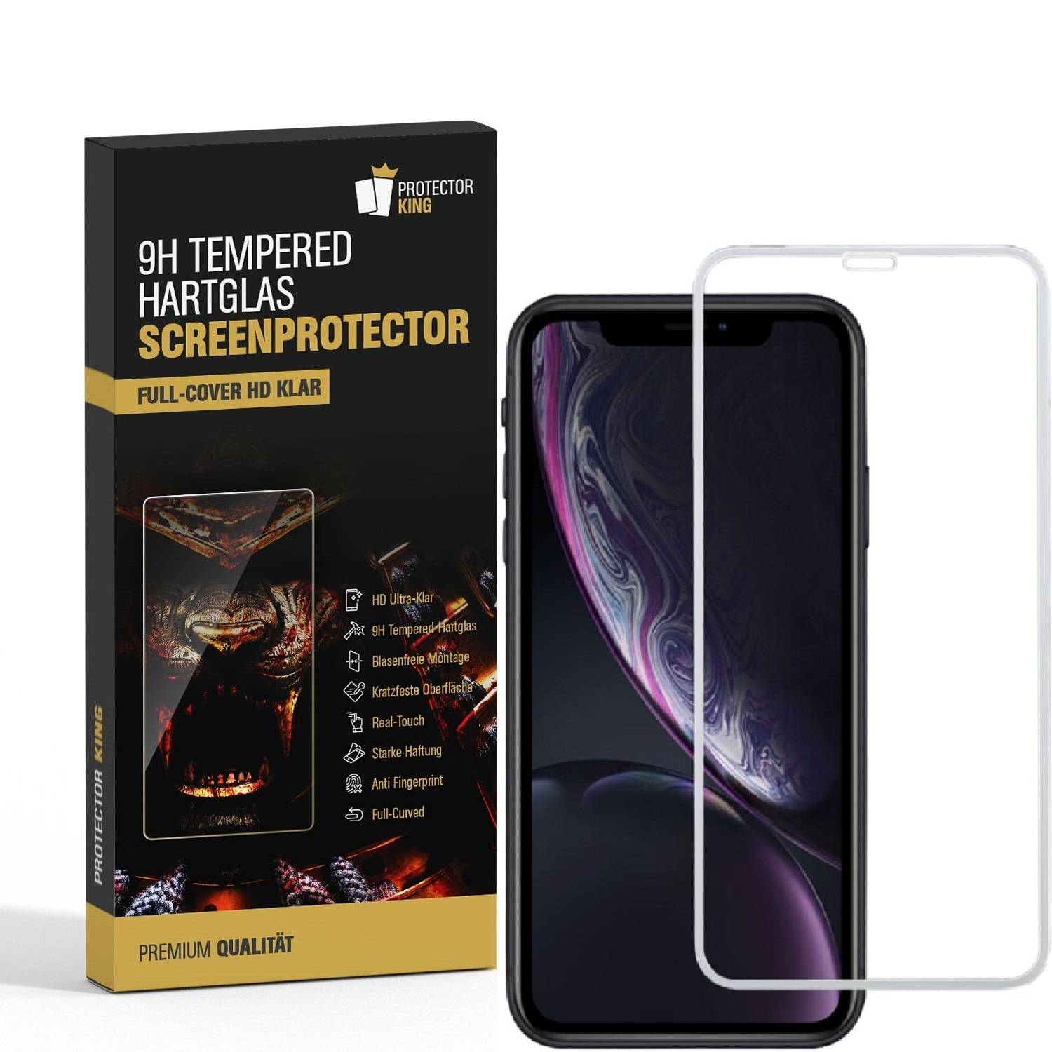 1x 9H Hartglas für iPhone XS Max FULL COVER Panzerfolie Displayschutz Weiß Panzerglas Schutzfolie Schutzglas