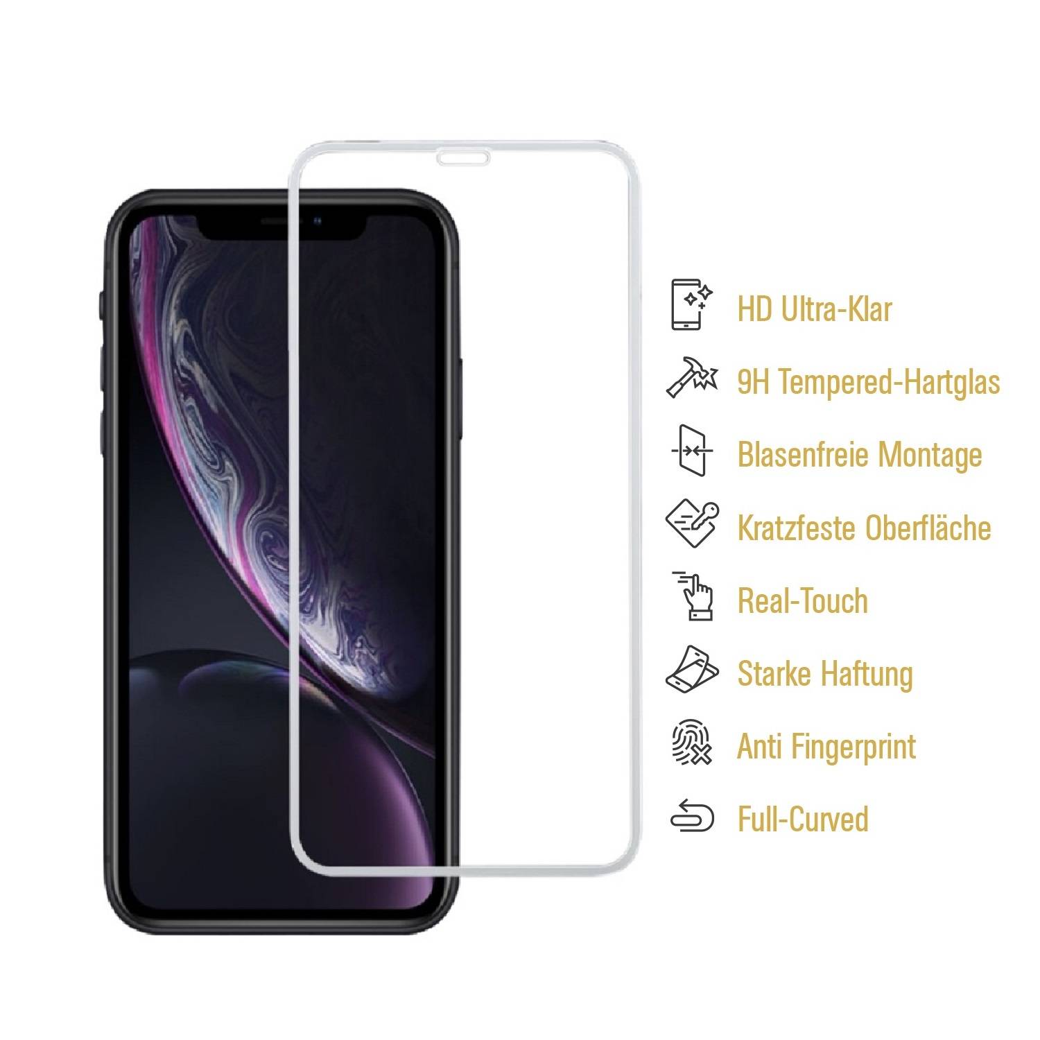 2x 9H Hartglas für iPhone X Panzerfolie Displayschutz Schutzglas Weiß KLAR Panzerglas Schutzfolie