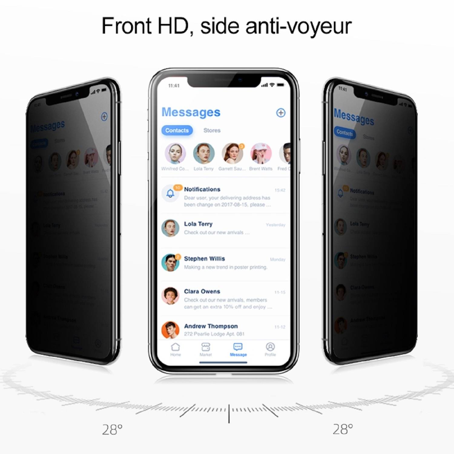 4x 9H Panzerglas für iPhone 11 Anti-Spy Privacy echtes Tempered Panzerglas Panzerfolie Displayschutz Schutzfolie Schutzglas Screen Protector