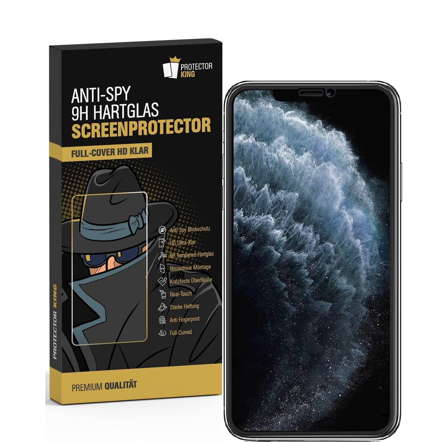 3x Blickschutz 9H Panzerhartglas für iPhone XS Max ANTI-SPY PRIVACY Displayschutz Panzerfolie Schutzfolie echtes Tempered Panzerglas Schutzglas