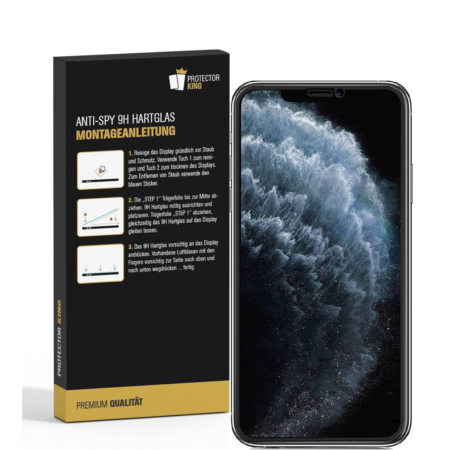 3x Blickschutz 9H Panzerhartglas für iPhone XS Max ANTI-SPY PRIVACY Displayschutz Panzerfolie Schutzfolie echtes Tempered Panzerglas Schutzglas