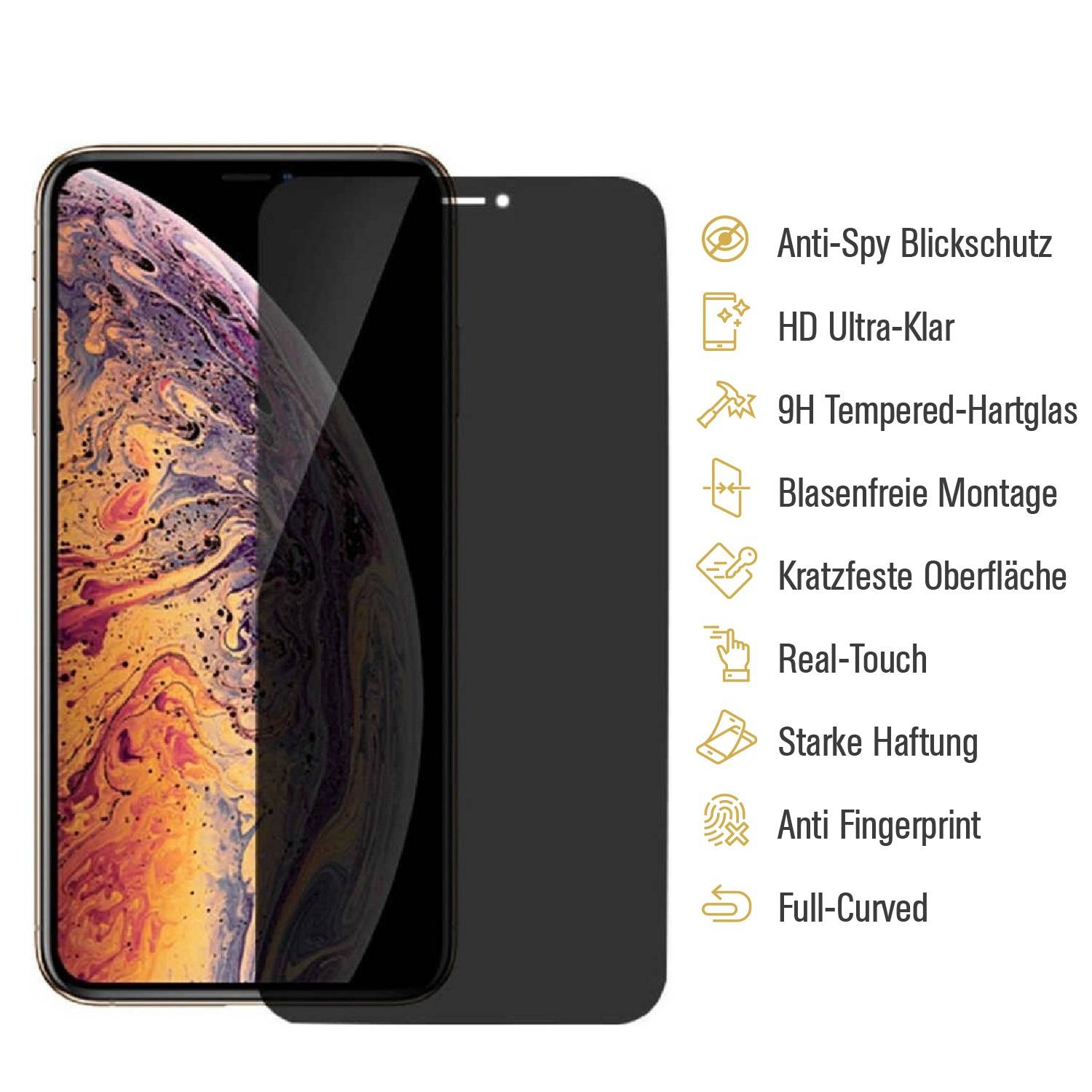 6x Blickschutz 9H Panzerhartglas für iPhone 12 Pro Max 3D KLAR echtes Tempered Panzerglas Schutzglas Schutzfolie Privacy Anti-Spy Screen Protector