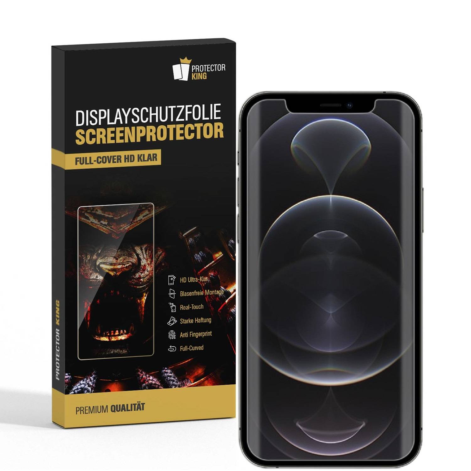 3x Displayschutzfolie für iPhone 12 FULL COVER Displayfolie HD KLAR Schutzfolie