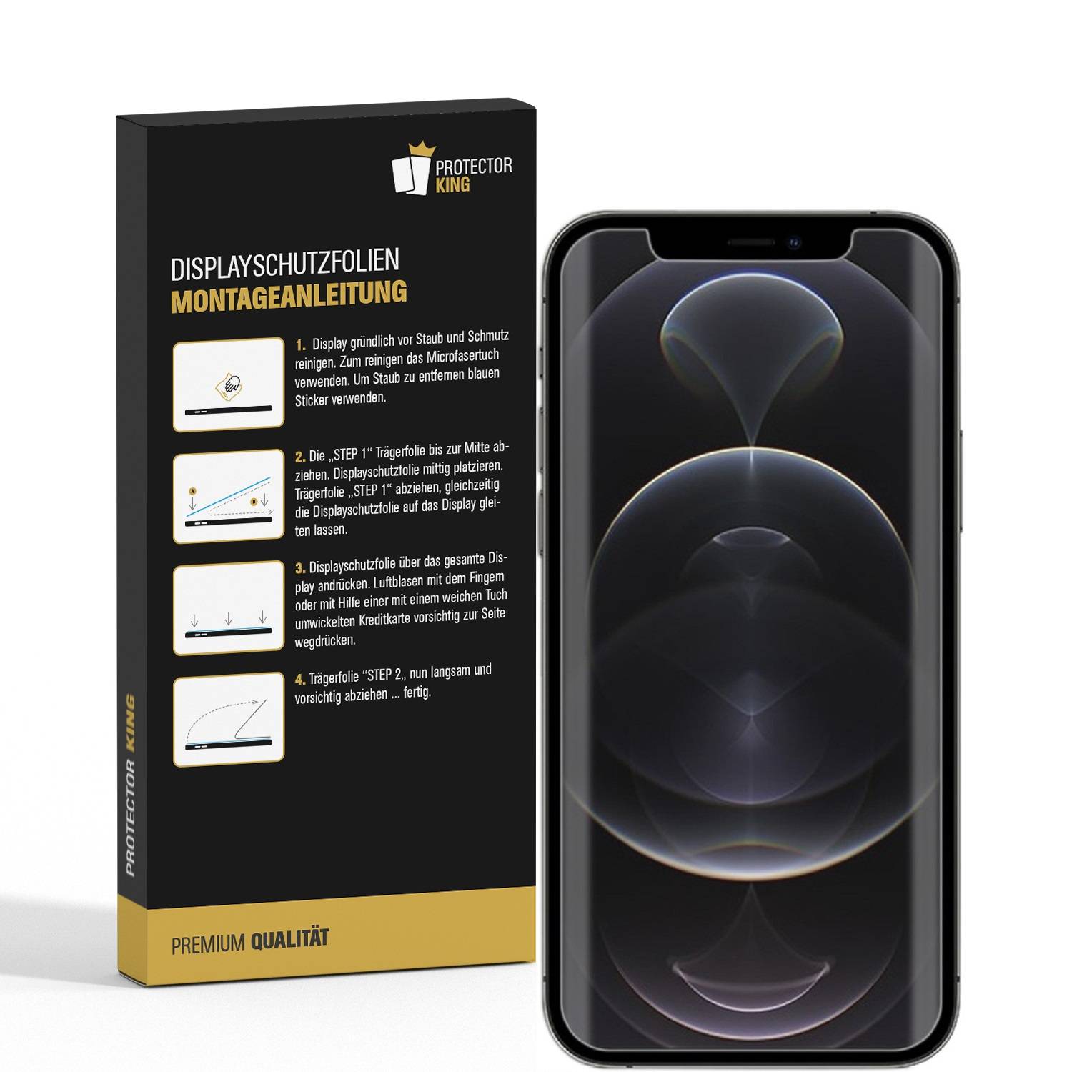 3x Displayschutzfolie für iPhone 12 FULL COVER Displayfolie HD KLAR Schutzfolie