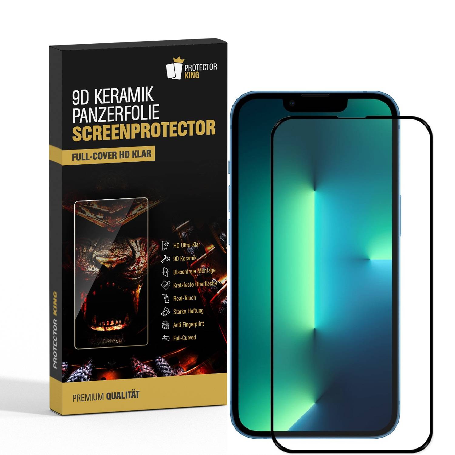 4x 9D Keramik-Glass für iPhone 14 FULL COVER 3D KLAR Panzerfolie Displayschutz Schutzfolie Ceramic Screen-Protector
