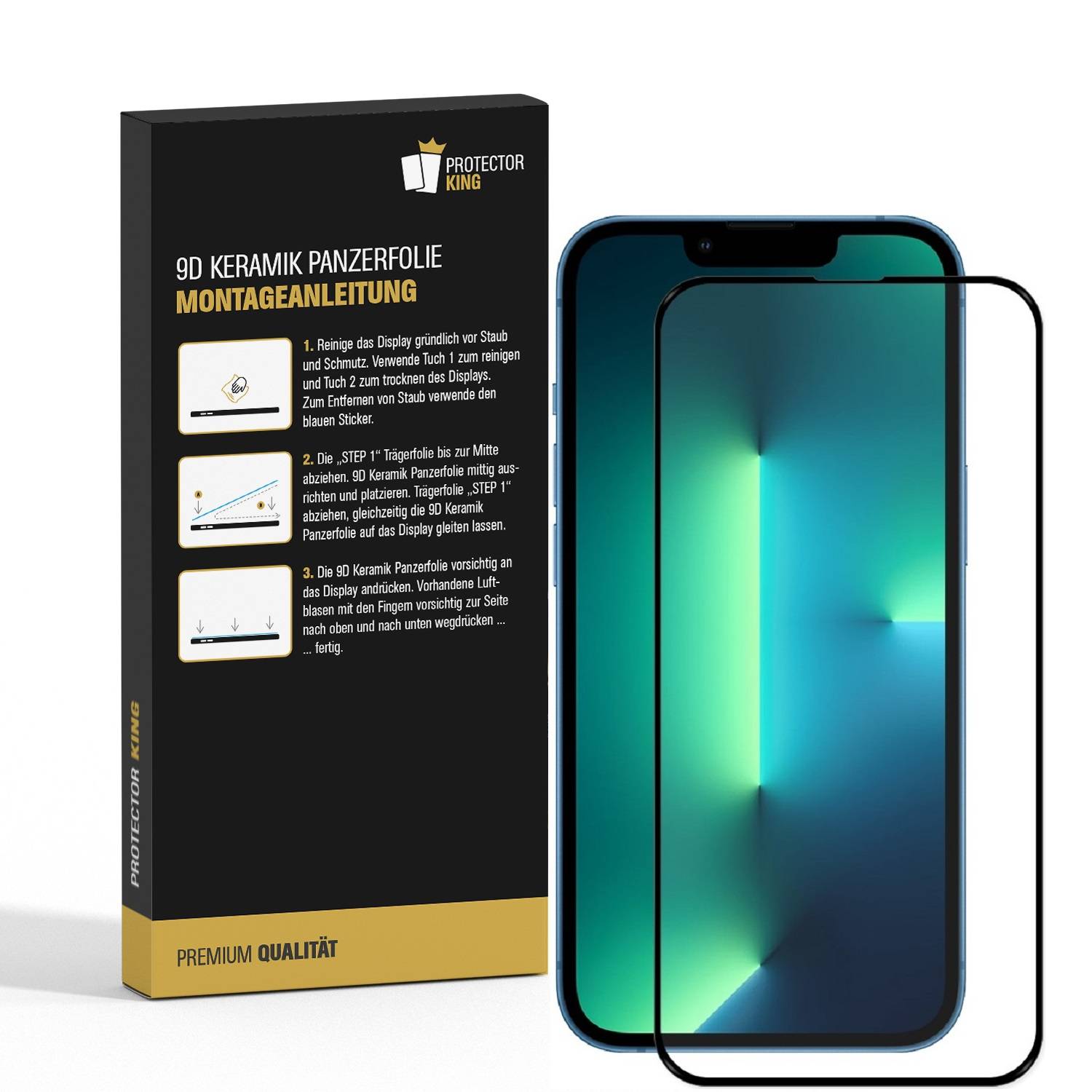 4x 9D Keramik-Glass für iPhone 14 FULL COVER 3D KLAR Panzerfolie Displayschutz Schutzfolie Ceramic Screen-Protector
