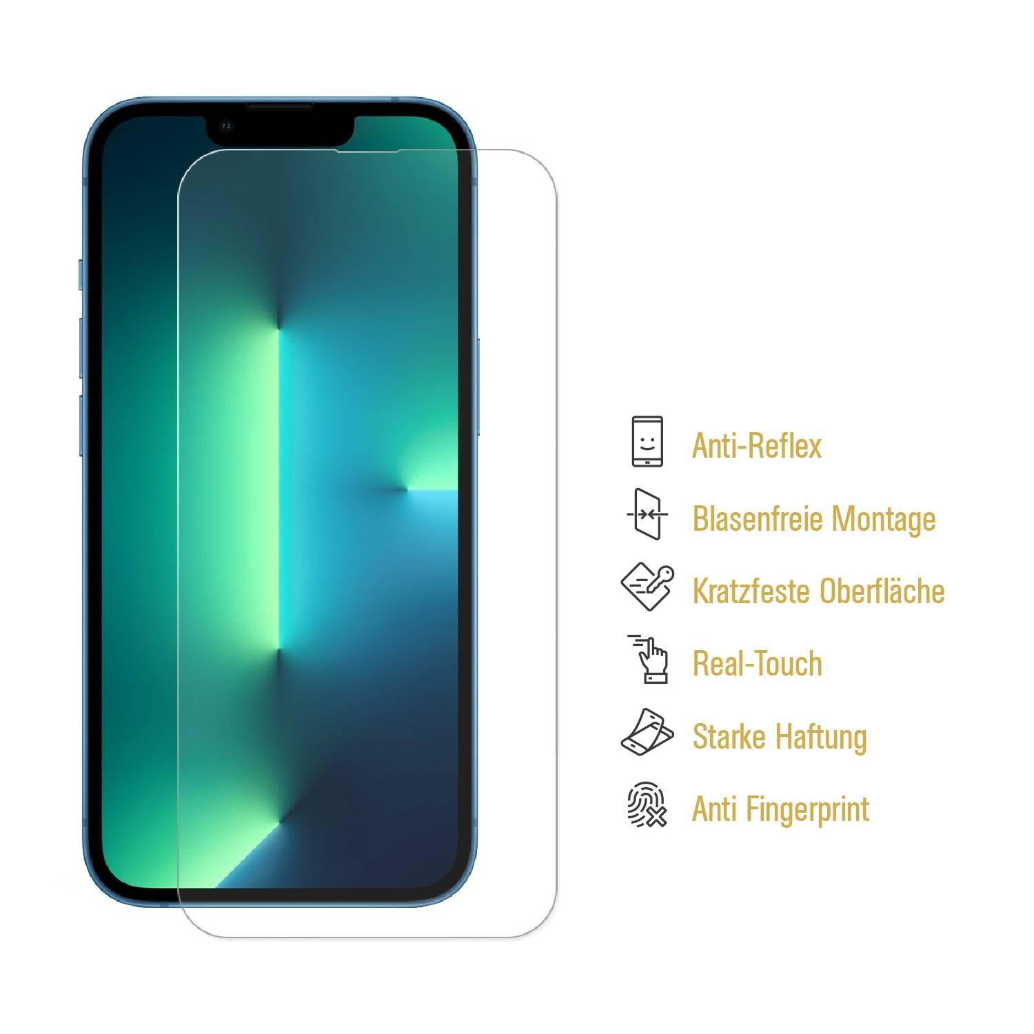 2x Panzerfolie für iPhone 13 Pro ANTI-SHOCK Displayschutz Schutzfolie MATT ANTI-REFLEX ENTSPIEGELT