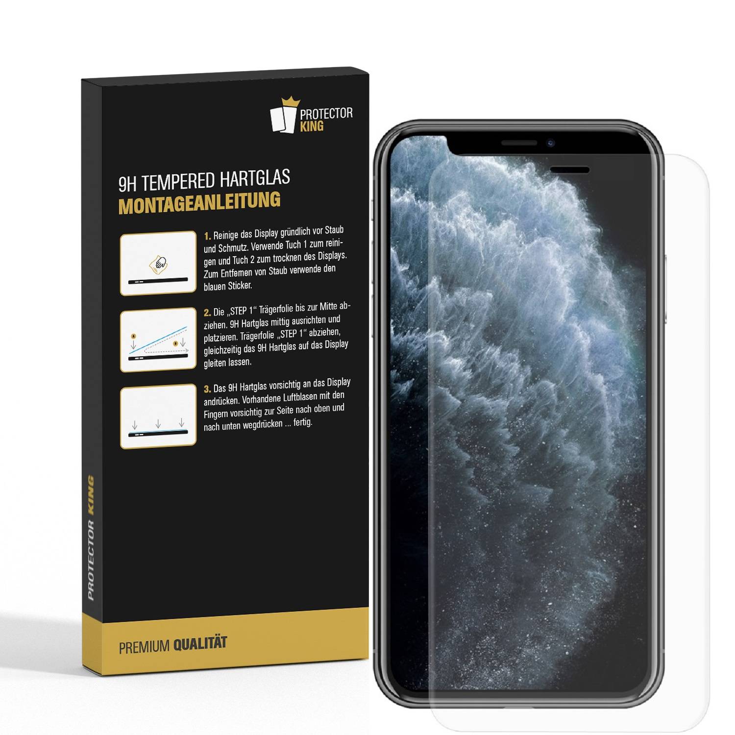 1x 9H Panzerglas für iPhone 11 Pro 3D A++ kristallklar Displayschutz Panzerfolie Schutzfolie Schutzglas echtes Tempered Glass Screen-Protector