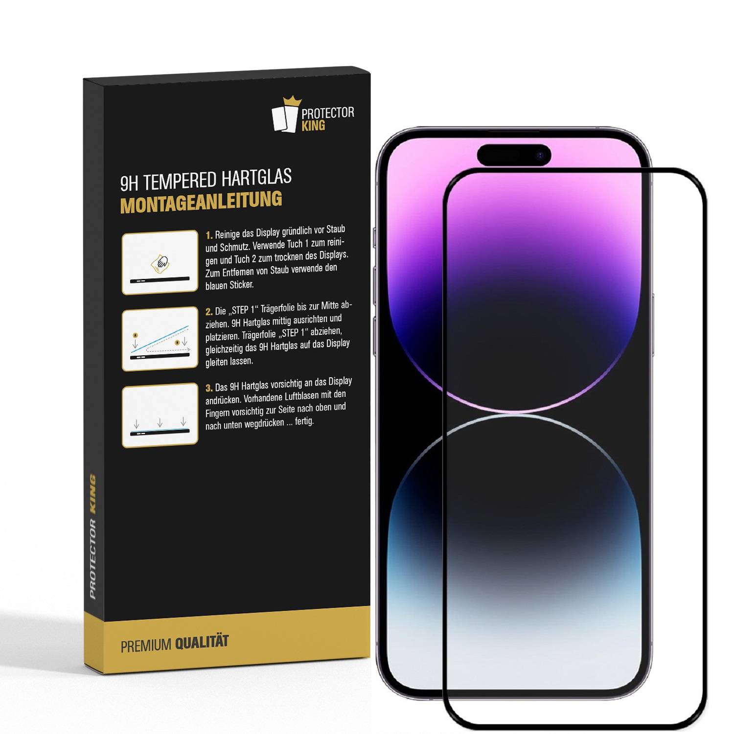 1x 9H Panzerglas für iPhone 16 Pro FULL COVER HD KLAR echtes Tempered Glass Panzerfolie Displayschutz Schutzglas Hartglas Schutzfolie