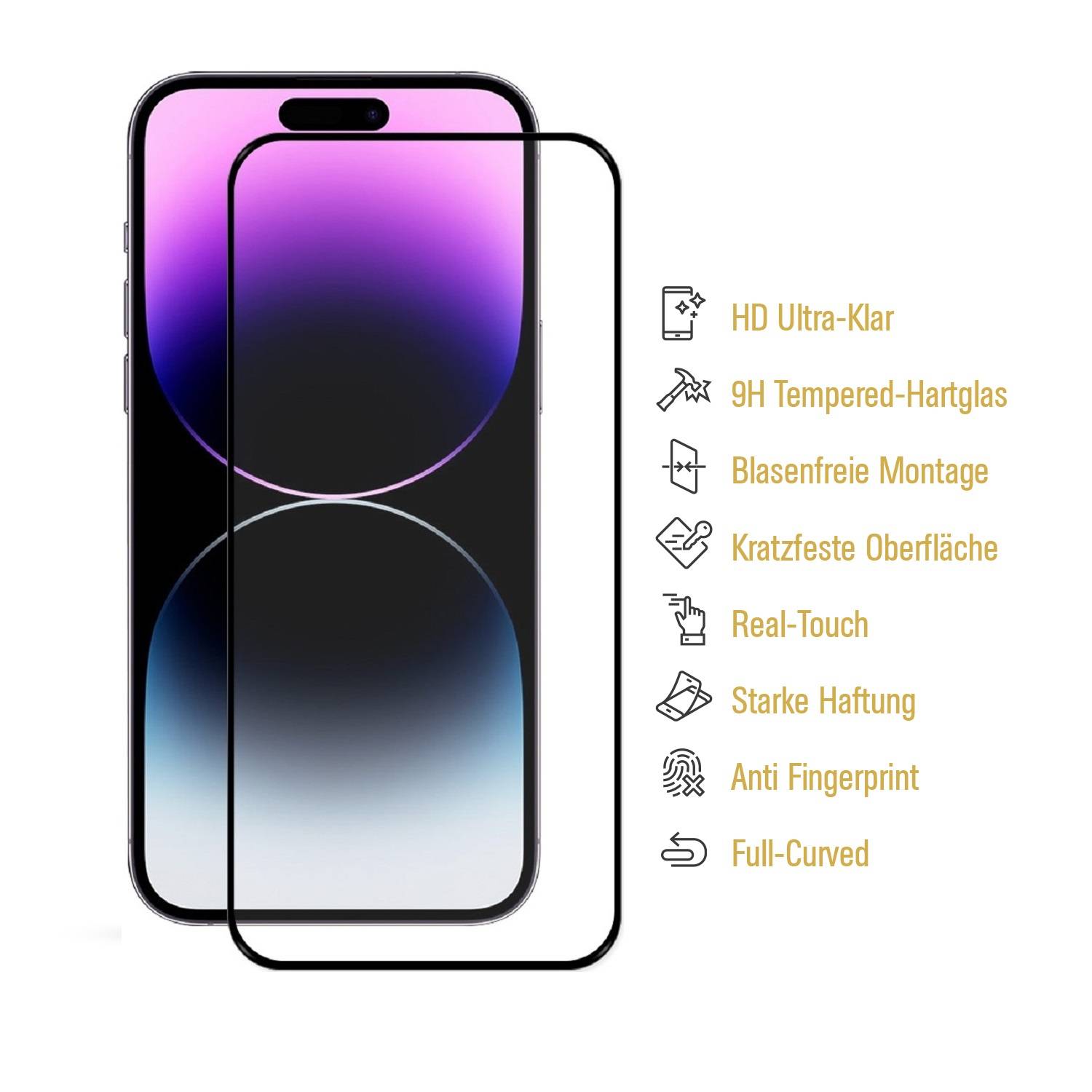 6x 9H Panzerglas für iPhone 16 Pro FULL COVER HD KLAR echtes Tempered Glass Panzerfolie Displayschutz Schutzglas Hartglas Schutzfolie