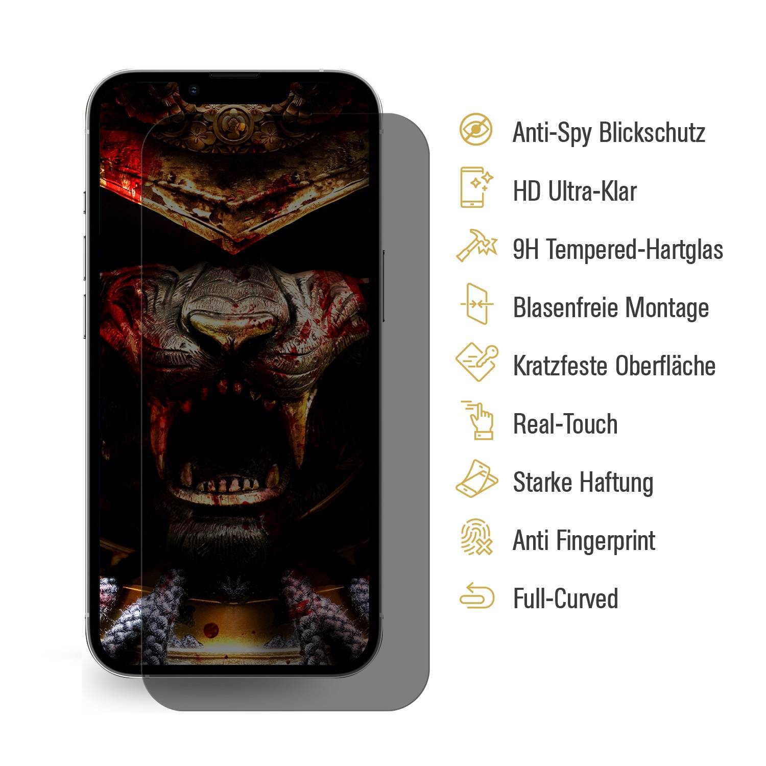 4x Blickschutz 9H Panzerhartglas für iPhone 14 Pro ANTI-SPY PRIVACY Displayschutz Panzerfolie Schutzfolie echtes Tempered Panzerglas Schutzglas