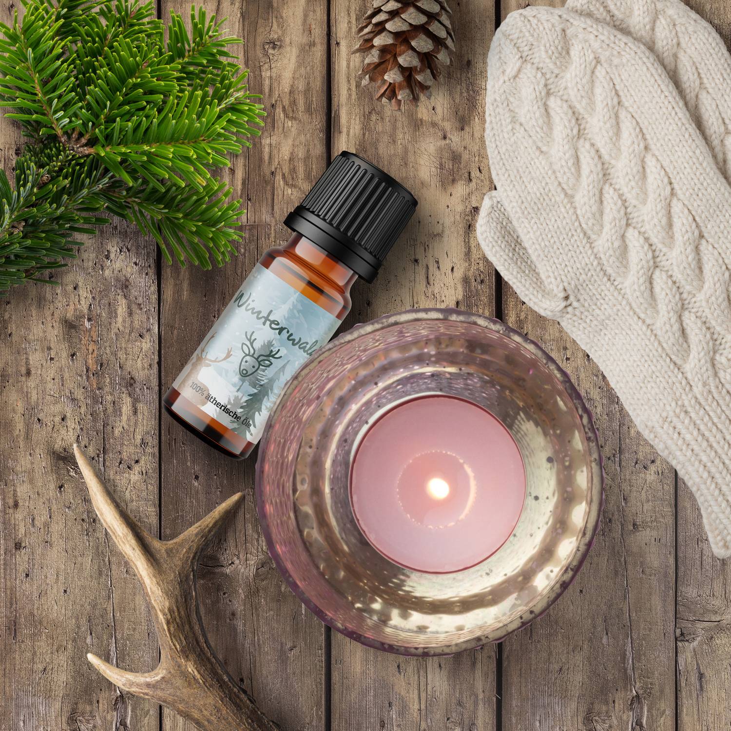 Corasol Premium Wellness Duftöl Adventskalender mit 24 ätherischen Ölen & zeitloser Duftlampe (240 ml)