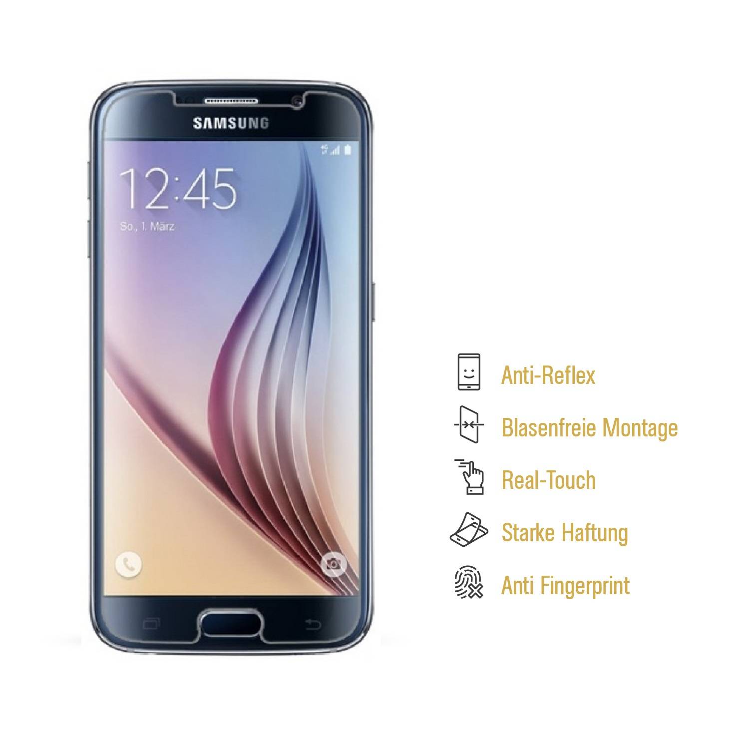 2x Displayschutzfolie für Samsung Galaxy S6 ANTI-REFLEX Displayfolie MATT