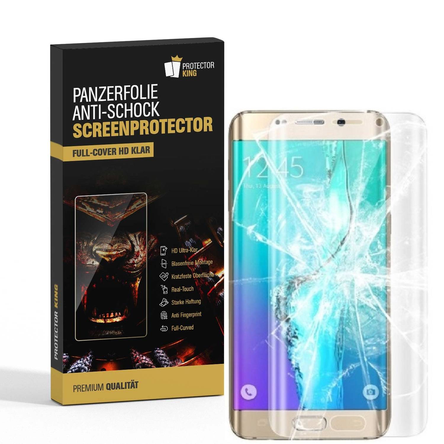 1x Panzerfolie für Samsung Galaxy S6 Edge FULL COVER Displayschutzfolie HD KLAR