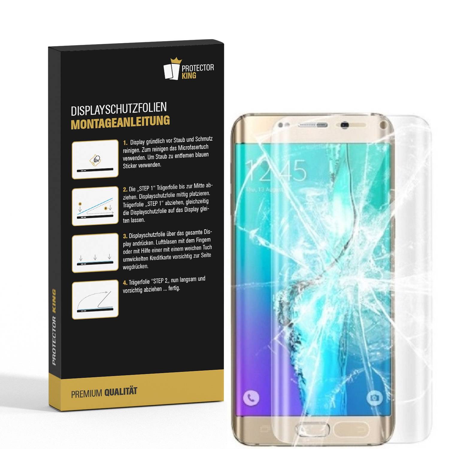 4x Panzerfolie für Samsung Galaxy S6 Edge Plus FULL COVER Displayschutzfolie KLAR
