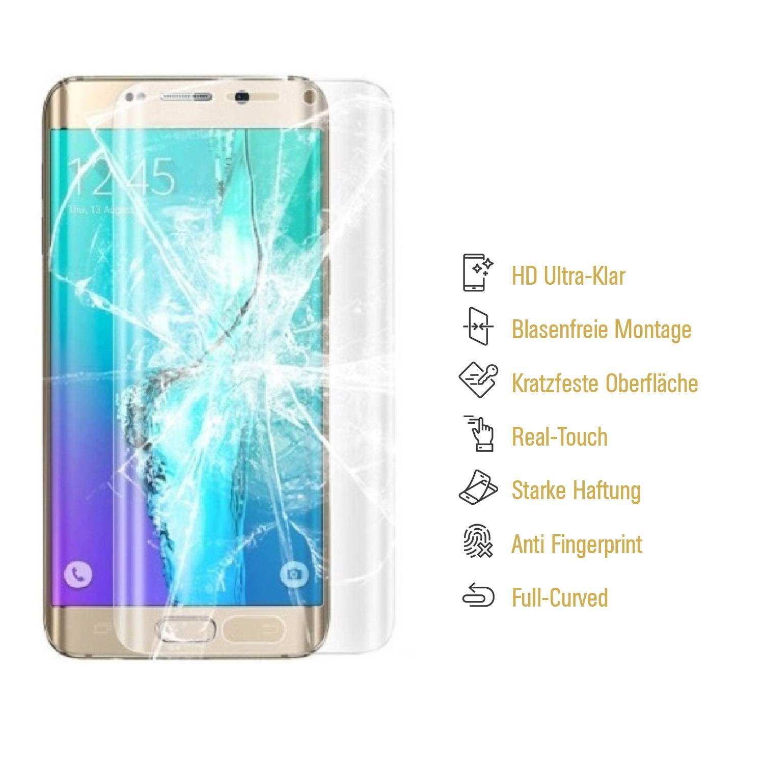1x Panzerfolie für Samsung Galaxy S6 Edge FULL COVER Displayschutzfolie HD KLAR