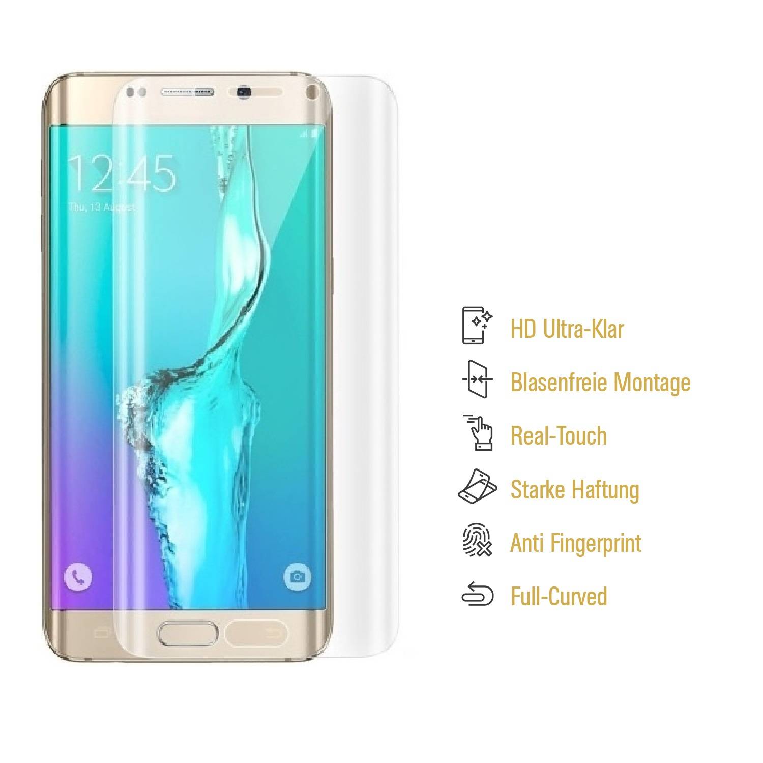 2x Displayfolie für Samsung Galaxy S6 Edge FULL-COVER Displayschutzfolie HD KLAR