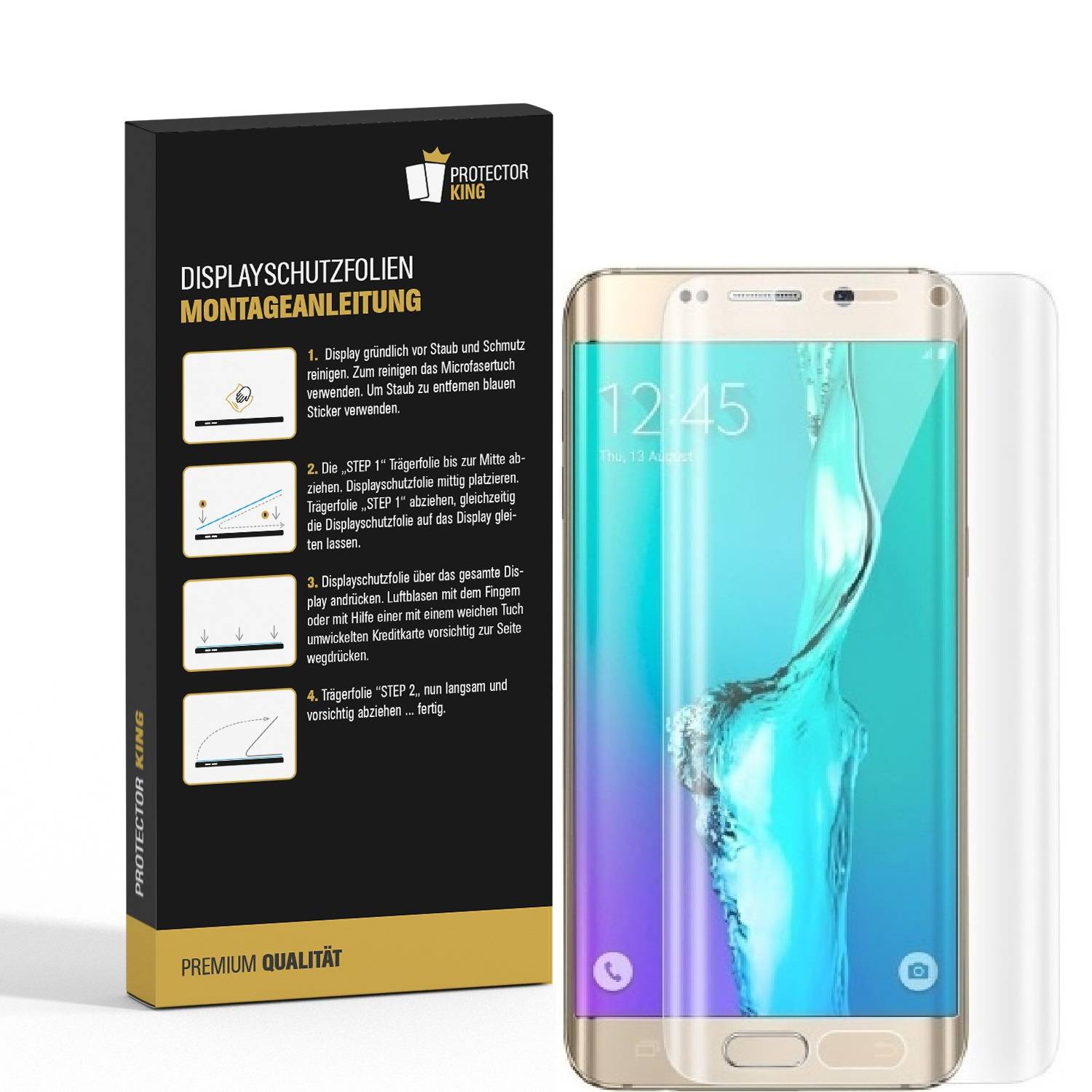 4x Displayfolie für Samsung Galaxy S6 Edge Plus FULL COVER Displayschutzfolie KLAR