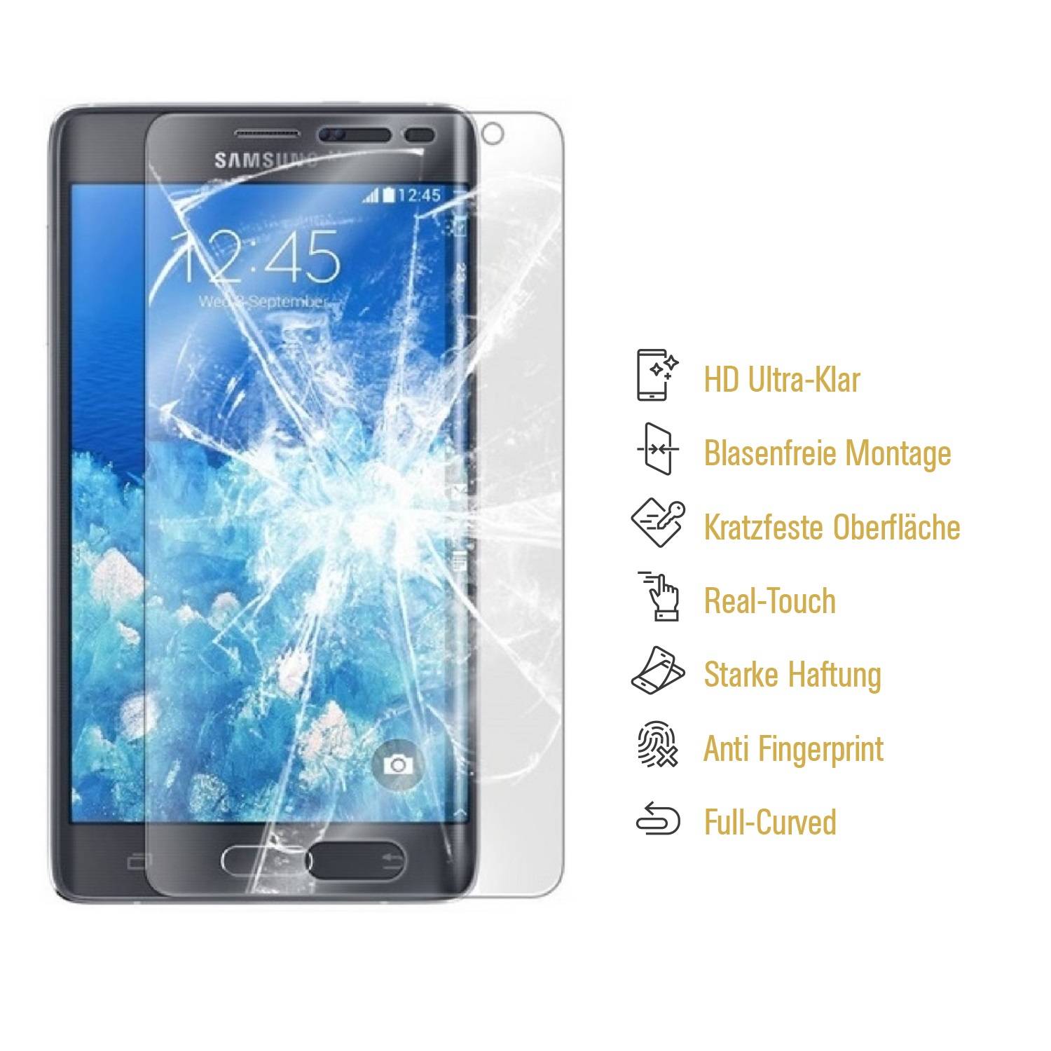 3x 9H Nano-Glass für Samsung Galaxy Note Edge FULL COVER 3D KLAR Anti-Shock Anti-Bruch Anti-Stoß Anti-Schmutz Panzernanoglas Displayschutz Schutzfol
