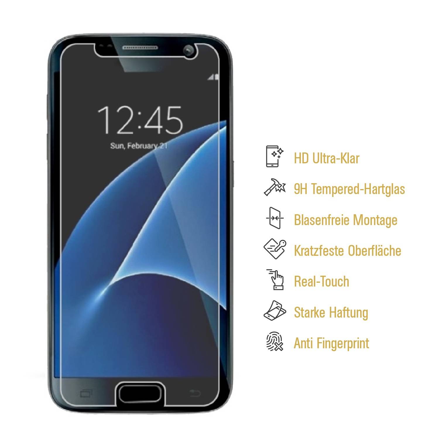 3x 9H Hartglas für Samsung Galaxy S7 Displayschutz Schutzglas Schutzfolie KLAR Panzerfolie Panzerglas Displayglas Glasfolie Echtes Glas